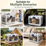 Hard Cat Carrier Foldable,Portable Dog Crate with Ventilation & Raised Separation Meshs Floor,Dog Travel Crate,Collapsible Dog Crate for Small Cats Dogs Tool-Free Assemblys (A-Grayish-White) - Image 7