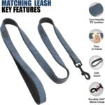 Didog PU Leather Dog Collar and Leash Set, Soft Padded, Blue, Neck 17-23" - Image 4