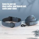 Didog PU Leather Dog Collar and Leash Set, Soft Padded, Blue, Neck 17-23" - Image 7
