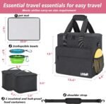 5 Set Dog Travel Bag for Supplies, Dog Lovers, Large Pet Travel Kit Includes 2 Food Containers&2 Collapsible Bowls、Placemats,Black - Image 3