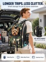 Dog Backpack Carrier with Ergonomic Support, Padded Straps and Ventilation, Hiking Pet Backpack with Safety Tethers, Reflective Trim and Waist Support, Up to 18lbs（Camouflage） - Image 6