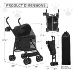MoNiBloom Pet Stroller for Small/Medium Dogs and Cats up to 22 lbs, Black - Image 4