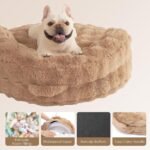 EHEYCIGA Soft Cat Couch Bed for Indoor Cats, Fluffy Small Dog Bed with Removable Washable Cover, Bolster Pet Sofa, Waterproof and Non-Slip, 24" x 24"x 7", Camel - Image 5