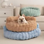 EHEYCIGA Soft Cat Couch Bed for Indoor Cats, Fluffy Small Dog Bed with Removable Washable Cover, Bolster Pet Sofa, Waterproof and Non-Slip, 24" x 24"x 7", Camel - Image 9