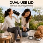 32 oz. Dog Water Bottle, Insulated Dog Travel Water Bottle, Stainless Steel Pet Water Bottle Dispenser, Portable Food and Water Bowl for Dogs for Walking Dog Canteen Travel Kit - Image 5