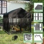 Small Dog Kennel Outdoor with Double Safety Locks 49''x47''x51'' Heavy Duty Welded Wire Steel Pet Pen Dog Enclosure with UV-Resistant Waterproof Roof - Image 3
