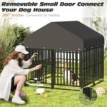 Small Dog Kennel Outdoor with Double Safety Locks 49''x47''x51'' Heavy Duty Welded Wire Steel Pet Pen Dog Enclosure with UV-Resistant Waterproof Roof - Image 5