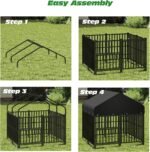 Small Dog Kennel Outdoor with Double Safety Locks 49''x47''x51'' Heavy Duty Welded Wire Steel Pet Pen Dog Enclosure with UV-Resistant Waterproof Roof - Image 8