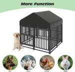 Small Dog Kennel Outdoor with Double Safety Locks 49''x47''x51'' Heavy Duty Welded Wire Steel Pet Pen Dog Enclosure with UV-Resistant Waterproof Roof - Image 9