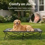 FUNNY FUZZY Elevated Dog Cot for Large Dogs, Foldable Dog Bed for Outdoor | Breathable Mesh Keeps Pets Cool, Rinse-Clean Design, Non-Slip Feet, Heavy-Duty, Portable for Camping & Backyard, 45.7"×23.6" - Image 8
