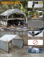 Suddus Dog House Outdoor, Extra Large Dog Tent Outside, Dog Shade Shelter with Three-Sided Breathable Mesh Windows, Sun Rain Cover for Pet, Dogs 48" D x 48" W x 39" H - Image 3