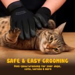 Pet Grooming Glove – Patented Rubber-Massage Shedding Bath & Hair Remover for Dogs, Cats & Livestock – Lightweight, Flexible, Secure Fit (Black) - Image 6