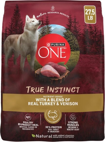 Purina ONE True Instinct Dry Dog Food, Real Turkey & Venison, 27.5 lb Bag