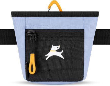 OllyDog, Goodie Treat Bag, Dog Treat Training Pouch | Magnetic Closure | 3 Ways to Wear | Hands-Free Waist Belt | Water-Resistant Recycled Vegan Fabric (Blue Heron)