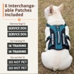 Huntboo Escape Proof Dog Harness, Service Dog Vest Harness with 6 Patches, No-Pull, Reflective Harness with Handle, Adjustable for Small to Large Dogs, for Training and Hiking (Teal, M) - Image 3
