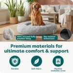 Furhaven 36" Round Calming Donut Dog Bed for Large/Medium Dogs, Refillable w/ Removable Washable Cover, For Dogs Up to 75 lbs - Shaggy Plush Long Faux Fur Donut Bed - Gray, Large - Image 5