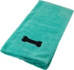Bone Dry Pet Grooming Towel Collection Absorbent Microfiber X-Large, 41x23.5", Embroidered Green - Image 3