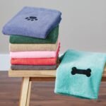 Bone Dry Pet Grooming Towel Collection Absorbent Microfiber X-Large, 41x23.5", Embroidered Green - Image 7