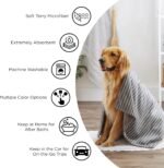 Bone Dry Pet Grooming Towel Collection Absorbent Microfiber X-Large, 41x23.5", Embroidered Green - Image 8