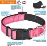 Ladoogo Reflective Dog Collar Padded with Soft Neoprene, Medium, Pink - Image 3
