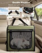 Dog Car Carrier Light Weight 24×17.7×20.5in, Foldable Dog Carrier, Green - Image 3
