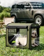 Dog Car Carrier Light Weight 24×17.7×20.5in, Foldable Dog Carrier, Green - Image 5