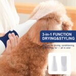 3-in-1 Pet Hair Dryer & Slicker Brush for Dogs & Cats – Portable, Professional, Adjustable Temp, Overheat Protection Dog Hair Dryer (blue) - Image 6