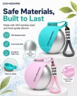 2 Pack Portable Dog Water Bottle with Bowl, 2 in 1 10oz Stainless Steel Travel Water Bottle for Dogs, Foldable Silicone Bowl, Leak-Proof Water Dispenser for Walking Hiking - Image 4