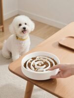 Ceramic Slow Feeder Dog Bowl,1.5 Cups Pet Slow Feeder for Small and Medium Breed,Puzzle Dog Food Dish,Anti-Gulping,Stop Bloat,Preventing Choking(White) - Image 6