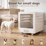 Haven Dog Crate – Open-View Indoor Furniture Dog Crate for Small Dogs, Easy-Clean HDPE, Clear Panels, Wheels & Cushion Included, Warm White, Modern Rest Space Designed to Stay Out - Image 6