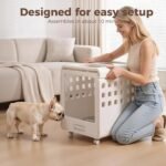 Haven Dog Crate – Open-View Indoor Furniture Dog Crate for Small Dogs, Easy-Clean HDPE, Clear Panels, Wheels & Cushion Included, Warm White, Modern Rest Space Designed to Stay Out - Image 7