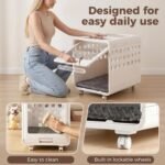 Haven Dog Crate – Open-View Indoor Furniture Dog Crate for Small Dogs, Easy-Clean HDPE, Clear Panels, Wheels & Cushion Included, Warm White, Modern Rest Space Designed to Stay Out - Image 8