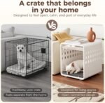 Haven Dog Crate – Open-View Indoor Furniture Dog Crate for Small Dogs, Easy-Clean HDPE, Clear Panels, Wheels & Cushion Included, Warm White, Modern Rest Space Designed to Stay Out - Image 9