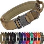 Joytale Tactical Dog Collar for Large Dogs, Traffic Control Handle, Khaki