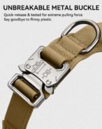 Joytale Tactical Dog Collar for Large Dogs, Traffic Control Handle, Khaki - Image 3