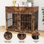 VOWNER 43.3" Large Dog Crate Furniture with 2 Drawers, Brown - Image 6