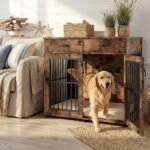 VOWNER 43.3" Large Dog Crate Furniture with 2 Drawers, Brown - Image 7