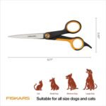 Fiskars Pet Grooming Trimming Scissors for Dogs & Cats, 6.75", Orange/Black - Image 6