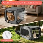 36 Inch Collapsible Dog Crate, Portable Kennel for Medium Dogs, Grey - Image 3