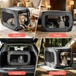 36 Inch Collapsible Dog Crate, Portable Kennel for Medium Dogs, Grey - Image 7