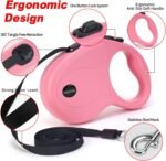 enrgticdg 16Ft Retractable Dog Leash,Light Weight Leash for Small to Medium Dogs/Cats Up to 50lbs,Stainless Steel Spring Strong Nylon Tape, Tangle Free, One-Handed Brake.(Pink-Black) - Image 4