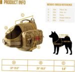 OneTigris Dog Backpack for Medium & Large Dogs, Nylon Backpack for Dogs Tactical Pet Backpack with Side Pockets for Hiking Walking Training Running (Brown, Large) - Image 6