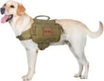 OneTigris Dog Backpack for Medium & Large Dogs, Nylon Backpack for Dogs Tactical Pet Backpack with Side Pockets for Hiking Walking Training Running (Brown, Large) - Image 7