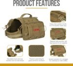 OneTigris Dog Backpack for Medium & Large Dogs, Nylon Backpack for Dogs Tactical Pet Backpack with Side Pockets for Hiking Walking Training Running (Brown, Large) - Image 9