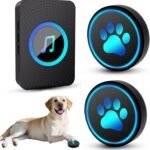 Dog Door Bell for Potty Training, Smart Wireless Doggie Doorbell to Go Outside, 1000 Feet Long Range with IP65 Waterproof Super-Light Touch Button, 60 Melodies & Adjustable Volume (Black)