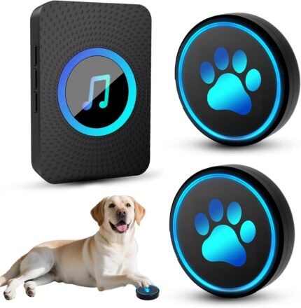 Dog Door Bell for Potty Training, Smart Wireless Doggie Doorbell to Go Outside, 1000 Feet Long Range with IP65 Waterproof Super-Light Touch Button, 60 Melodies & Adjustable Volume (Black)