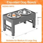 Elevated Dog Bowls with 2 Stainless Steel Bowls, 5-Height Adjustable Stand (3.1", 9" to 12"), for Improved Digestion & Neck Support, Easy Clean, Non-Slip Base Raised Feeder for Medium Large Dogs - Image 5