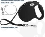 16ft Retractable Dog Leash for Large Breed Dogs up to 110 lbs with a Detachable Chew Proof Extender Wire Ropes (Black L) - Image 4