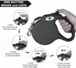 16ft Retractable Dog Leash for Large Breed Dogs up to 110 lbs with a Detachable Chew Proof Extender Wire Ropes (Black L) - Image 7