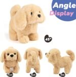 Hopearl Walking Dog Golden Retriever Interactive Electronic Pet Plush Toy Puppy Woof and Moving Animated Nodding Head Gifts for Toddlers Birthday, Brown, 7'' - Image 3